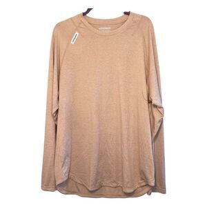 Legends Enzo Long Sleeve Performance Tee Tan Striped Wicking Crewneck XXL